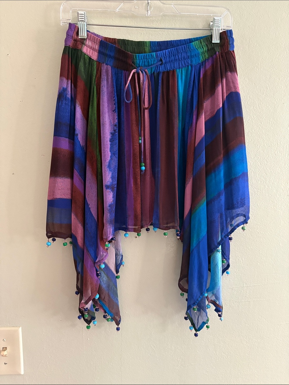 Zara Multicolor handkerchief Skirt in Blue, Green, Teal and Burgundy - Picture 3 of 6
